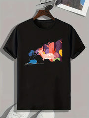 Watercolor Deer Print Men's Comfort Tee for Outdoor Summer