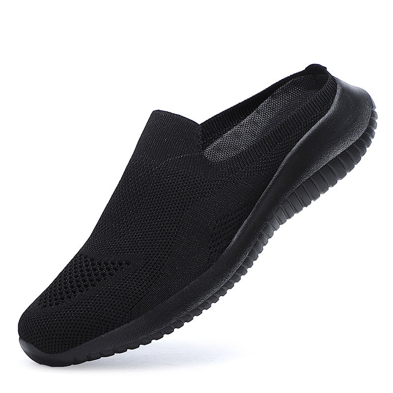 Breathable Anti Slip Knitted Running Shoes Lightweight Backless Slip On Slippers