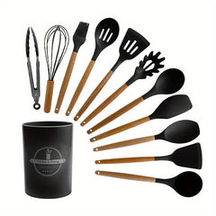 12pcs Silicone Utensil Set Non Stick Kitchen Cooking Turner Colander Spoon Whisk