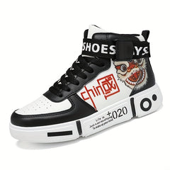 Men's Graphic Print High Top Skate Shoes Wear resistant Non Slip Sneakers