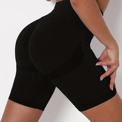 Yoga Sports Shorts High Waist Tummy Control Stretchy Seamless Quick Drying
