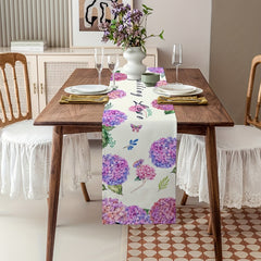 Rustic Floral Hydrangea Table Runner Heat Resistant Washable 13x7