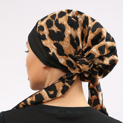 Leopard Print Turban Head Scarf Beanie Cap Chemo Hat