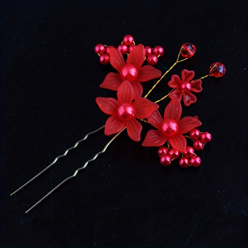 Faux Pearl Hairpin U-shaped Hair Clip Bridal Head Jewelry
