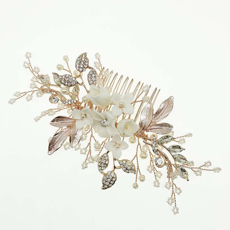Rhinestone Flower Hair Comb Head Jewelry for Women