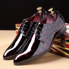 Men Brogue Pointed Toe Oxford Shoes Slip On Dress Wedding Business Office