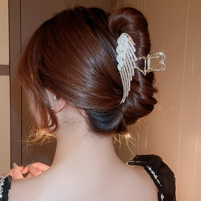 Large Hair Claw Clip Rhinestone Angel Wing Hair Clip