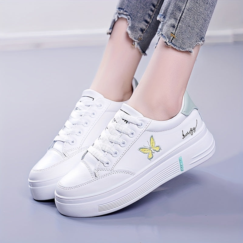 Women's Butterfly Pattern Low Skate Shoes Casual Sneakers