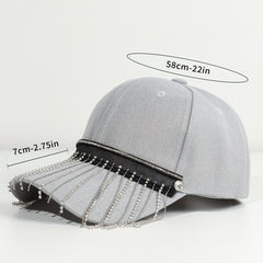 Tassel Hip Hop Baseball Cap Gray Y2K Sun Hat Sunscreen Dad Hats