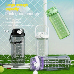 1.5L 2L Large Handle Water Bottle Portable Leakproof Clear Cup with Scale