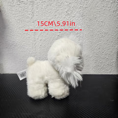 Bichon Puppy Plush Toy Soft Dog Stuffed Animal with Brown Accents