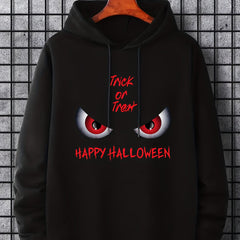 Men's Trick Or Treat Print Hoodie Active Drawstring Sweatshirt