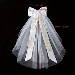 Bridal Veil Rhinestone Bride Bow Tulle Headpiece for Bachelorette Bridal Showers