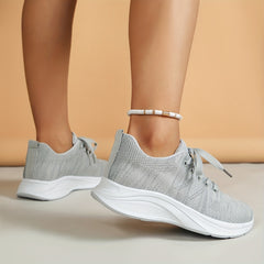 Women's Knitted Sports Shoes Lightweight Lace Up Outdoor Running Shoes