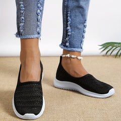 Women's Breathable Mesh Knit Shoes Slip On Sneakers Comfortable Lightweight