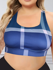 Women's Geo Pattern Sports Bra, Racer Back High Stretch Yoga Bra