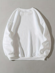 Heart Print Pullover Sweatshirt for Women