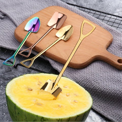 2pcs Stainless Steel Shovel Spoon Coffee Ice Cream Spoon Retro Square Spoon