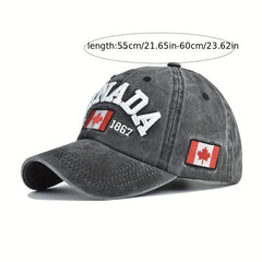 Canada Embroidery Baseball Cap Vintage Maple Leaf Flag Distressed Dad Hat