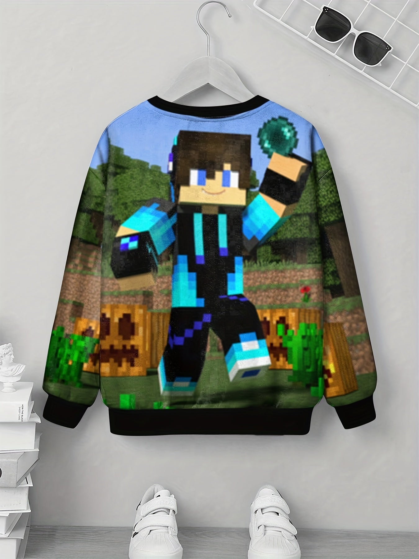 Pixel Boy Print Kid's Sweatshirt Unisex Pullover