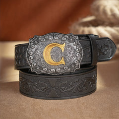 Men's Casual Letter PU Leather Belt