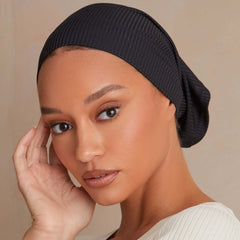 Striped Inner Cap Scarf Solid Underscarf Turban Cap Casual Hijab