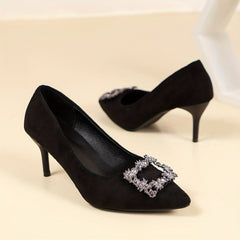 Rhinestone Square Buckle Stiletto Wedding Pumps