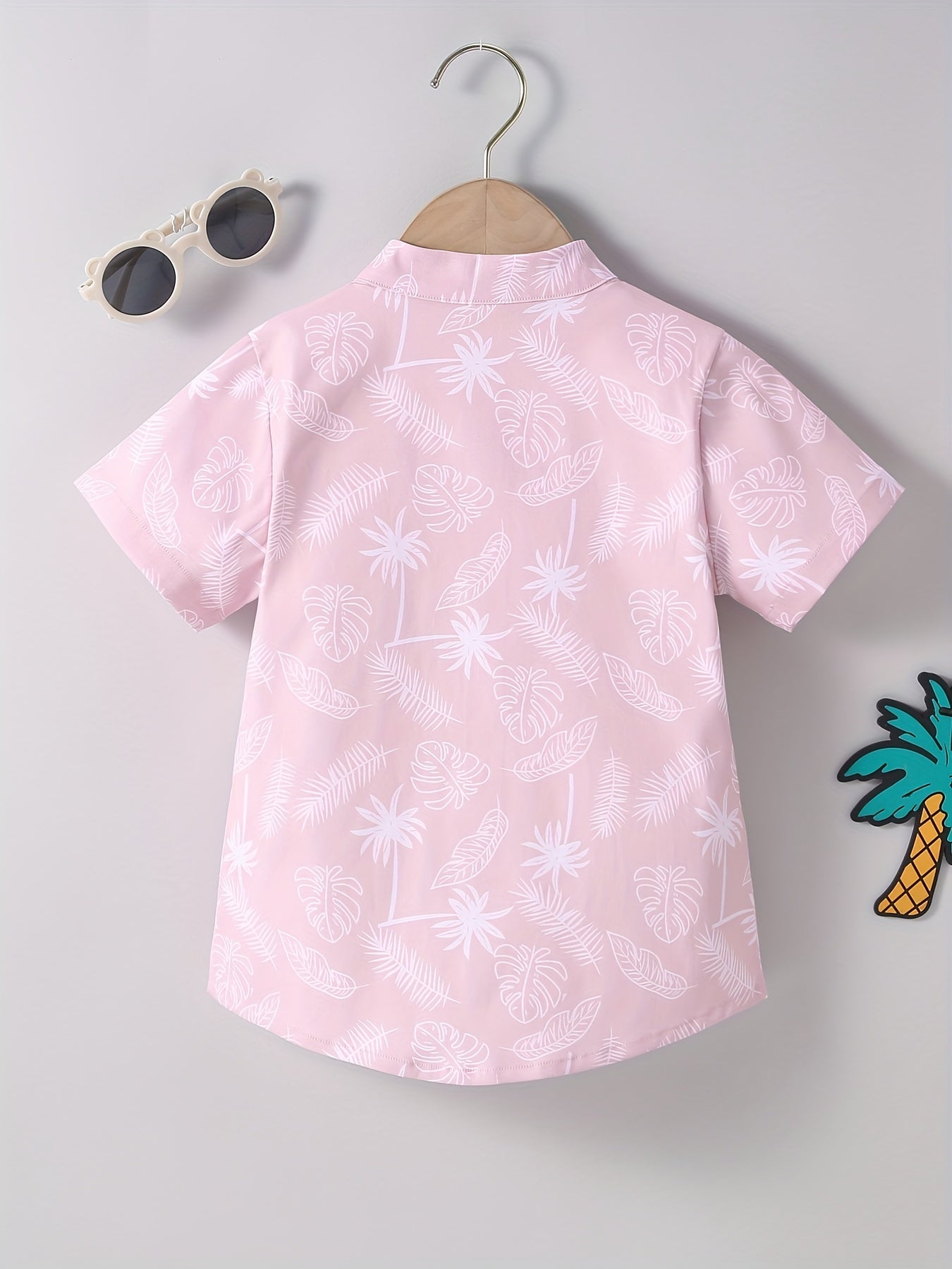 Coconut Tree Tropical Leaf Print Boys Shirt