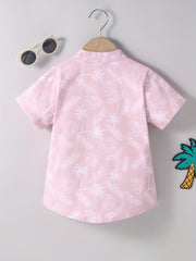 Coconut Tree Tropical Leaf Print Boys Shirt