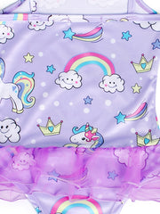 Girls Unicorn Ruffle One Piece Swimsuit Summer Seaside Beach Pool Bathing Suits