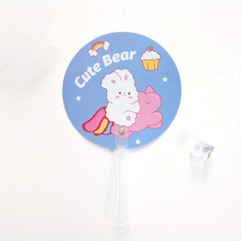 3pcs Cartoon Handheld Fan Summer Creative Round Fan