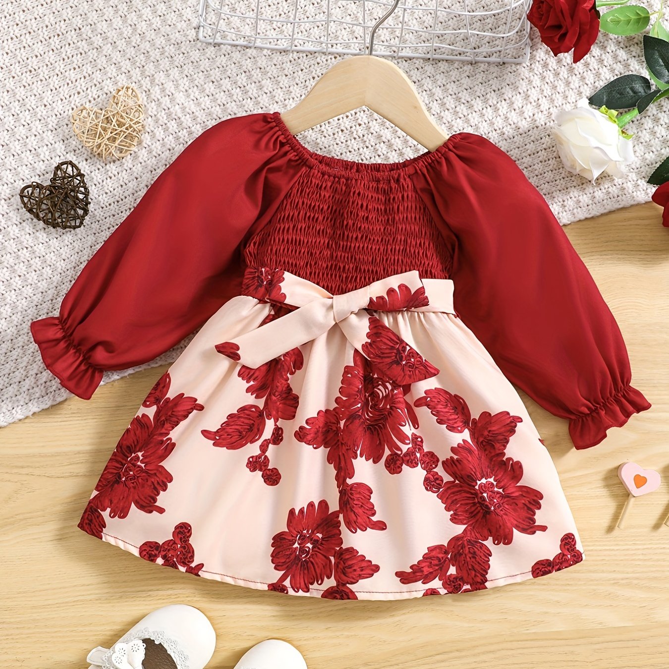 Floral Print Long Sleeve Princess Dress for Toddler Baby Girls