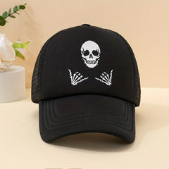 Kids Skull Graphic Baseball Cap Mesh Breathable Sun Protection Sunshade Hat