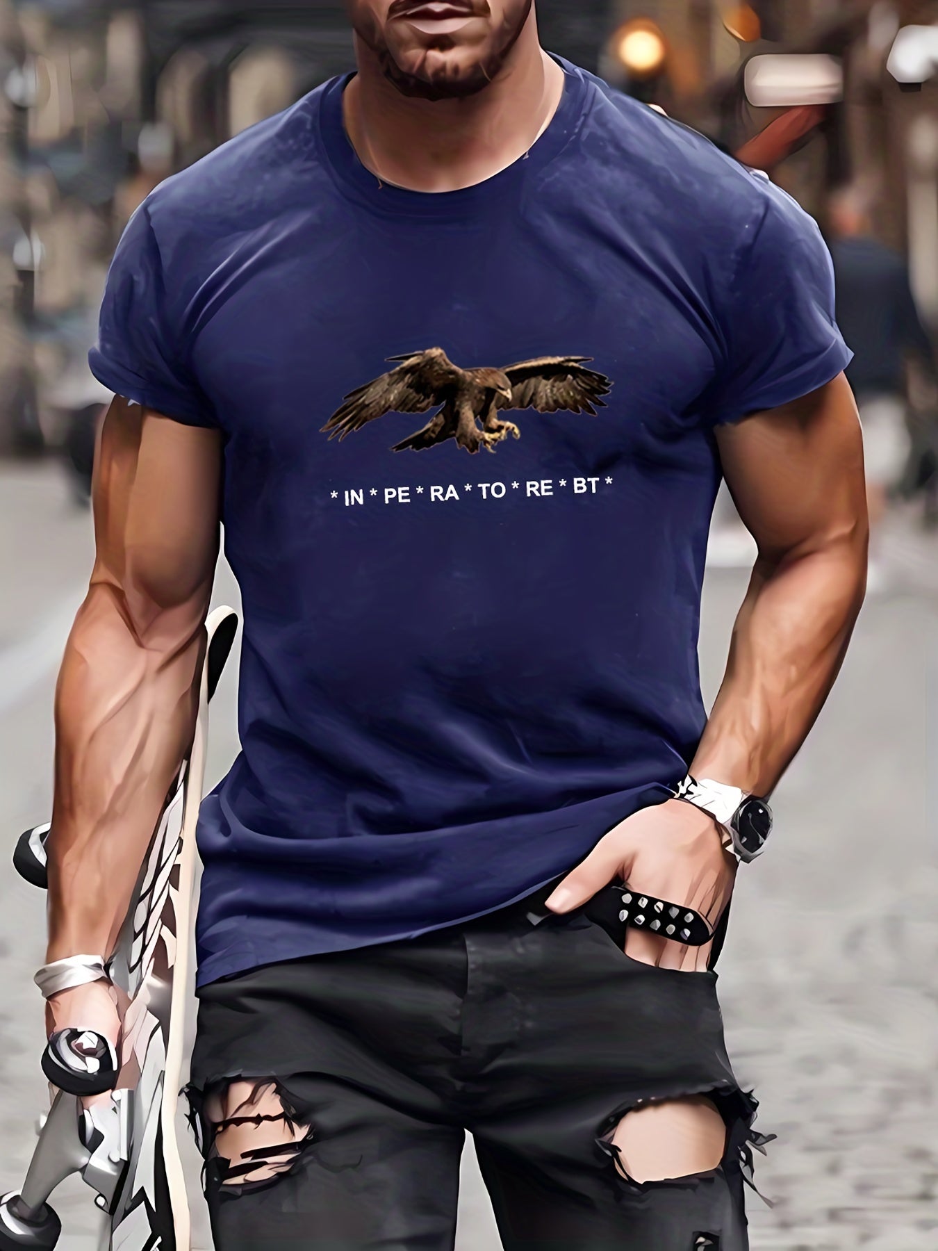 Men's Eagle Pattern T shirt Casual Breathable Tee