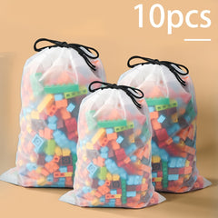 10pcs Frosted Drawstring Waterproof Storage Pouch for Traveling
