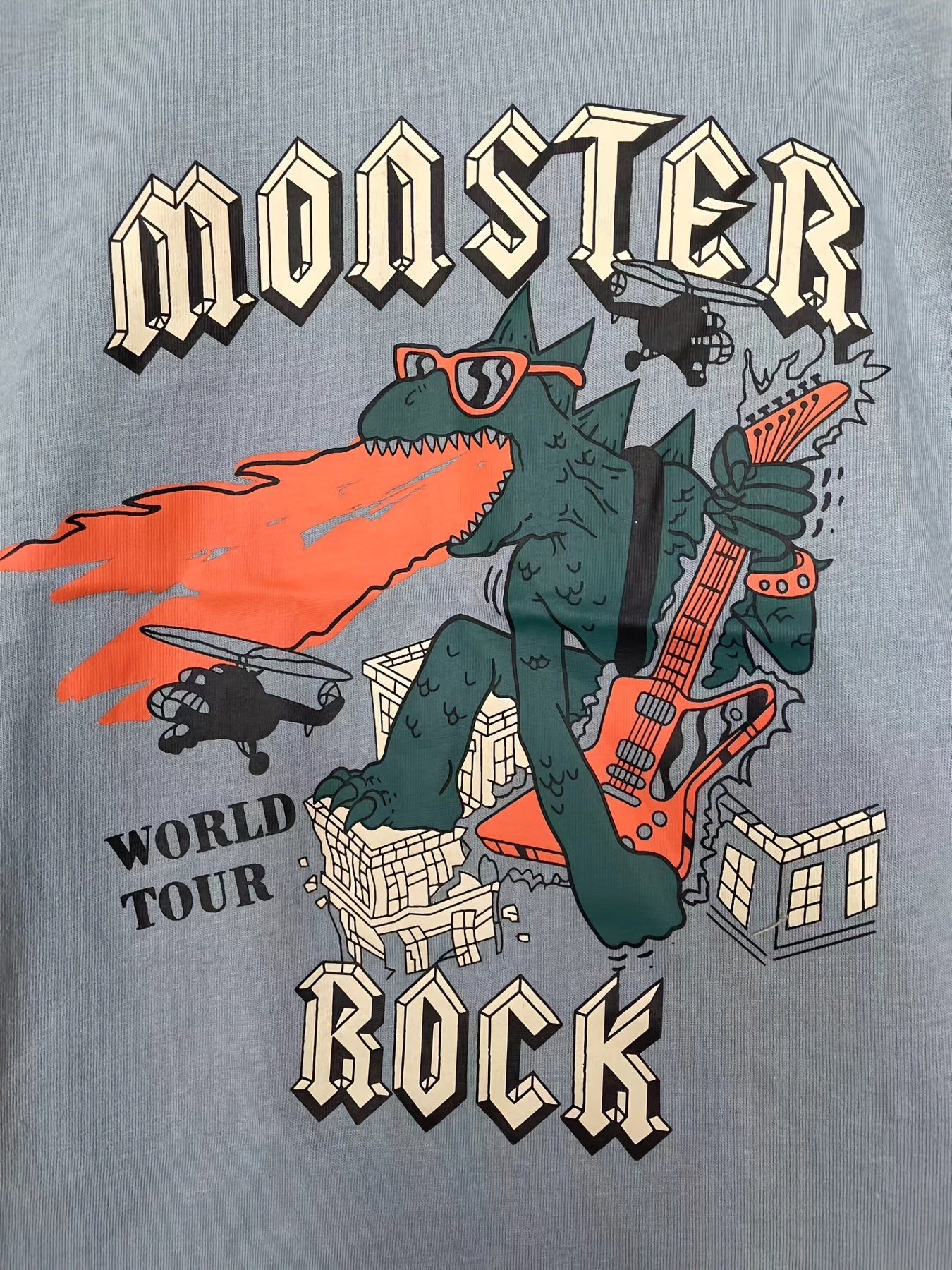 Boys Monster Rock T shirt Short Sleeves Crew Neck Summer Casual Kids Clothes