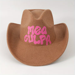 Y2K Cowboy Hat Solid Western Jazz Fedora Cap Rolled Brim Sun Hats