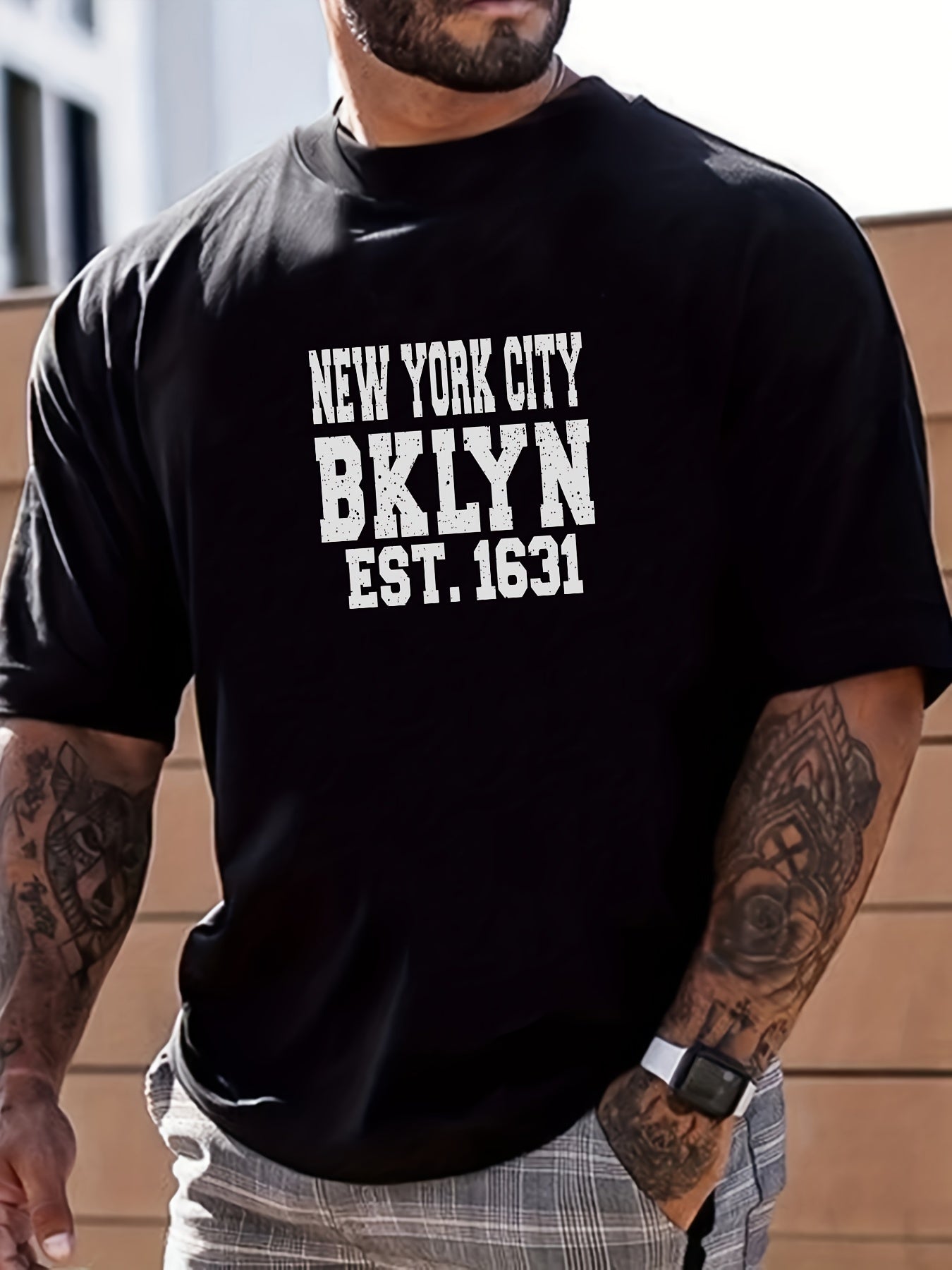 YORK LONDON Men's Graphic Crew Neck Loose T shirt