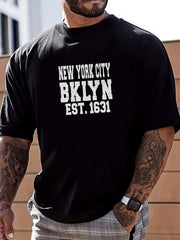 YORK LONDON Men's Graphic Crew Neck Loose T shirt