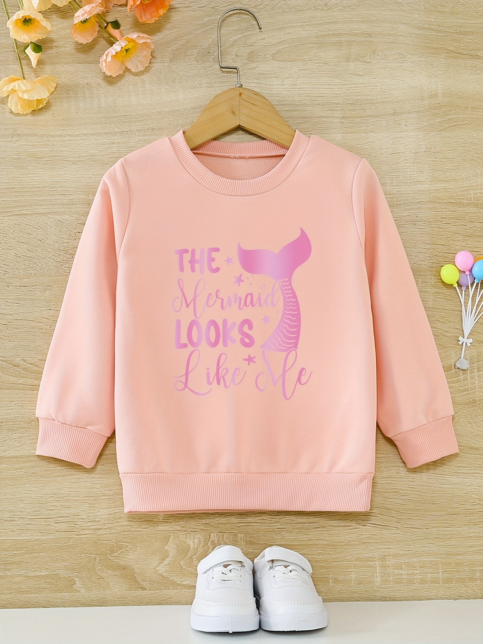 Mermaid Tail Pattern Sweatshirt For Girls