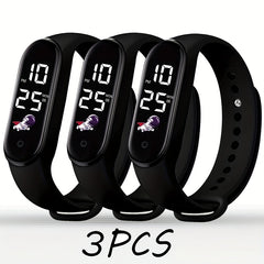 3pcs Astronaut Series Electronic Watch Set Digital Bracelet Durable TPU Strap