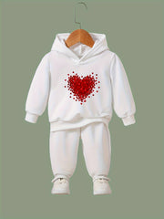 Girls Heart Graphic 2pcs Activewear Set Spring Fall Sports