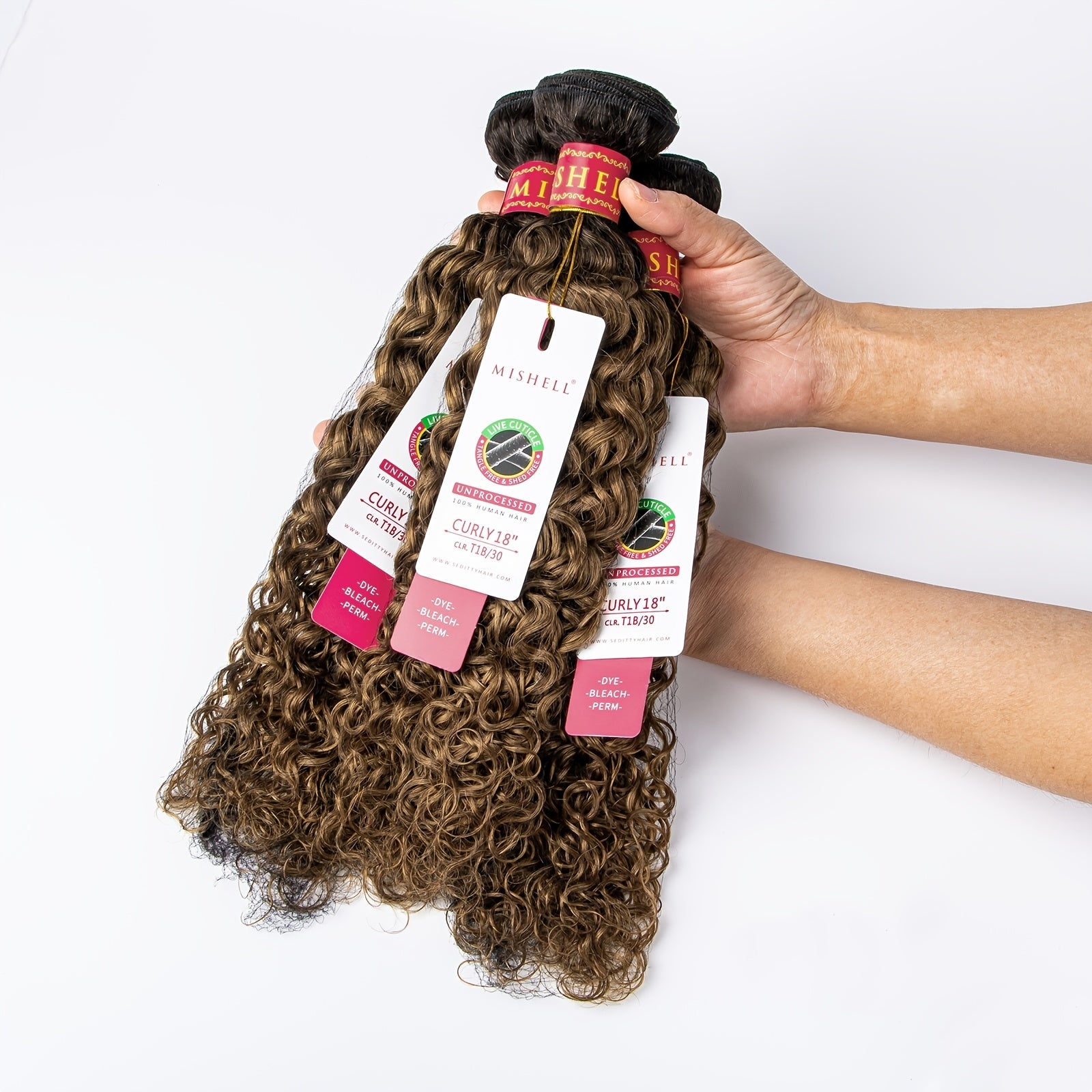 3Pcs Curly Hair Bundles Human Hair 1B 30 for Women