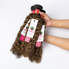 3Pcs Curly Hair Bundles Human Hair 1B 30 for Women