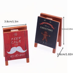 Vintage Christmas Sign with Gingerbread Man for Dollhouses and Displays
