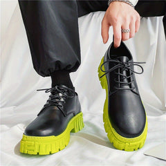 Men's Platform Derby Shoes Preppy Style Lace up Front Dress Shoes