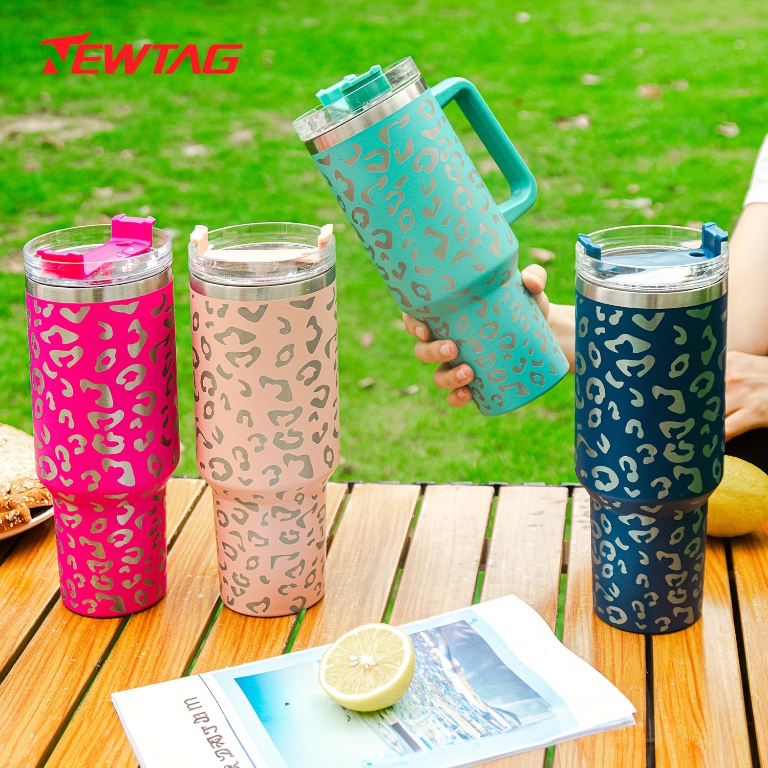 Leopard Printed 40oz Stainless Steel Water Bottle Leakproof Insulated