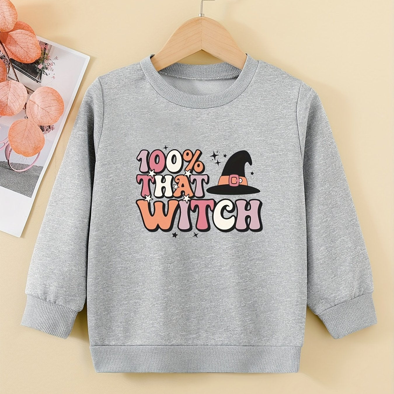 Halloween Girls Sweatshirt Combo Style Round Neck Casual Pullover Tops