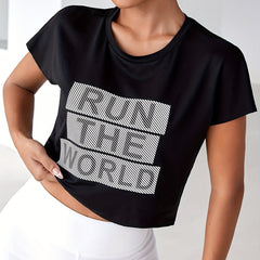 Casual Sports T shirts Round Neck Summer Tee Women's Tops