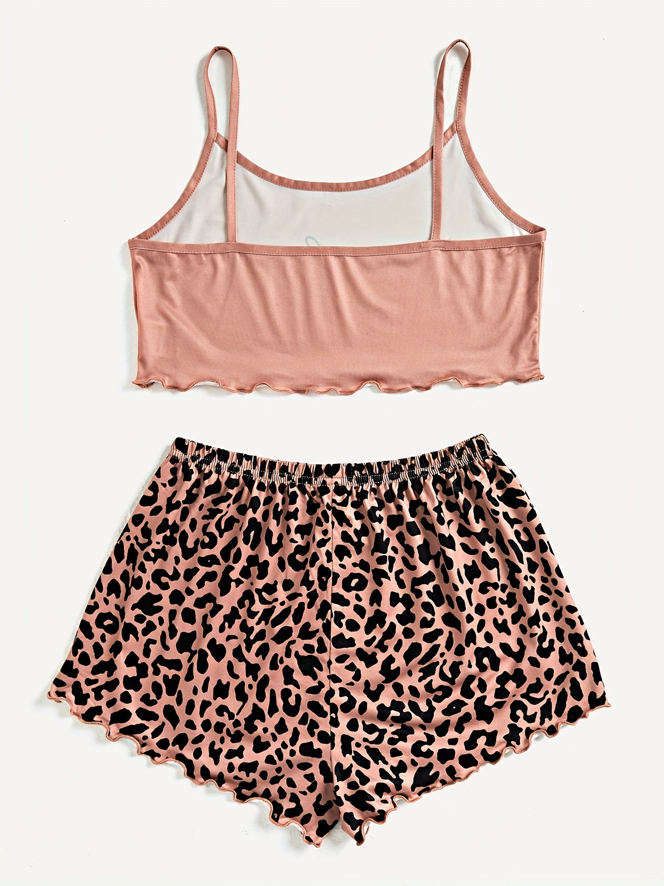 Leopard Print Pajama Set Cami Crop Top & Cozy Shorts